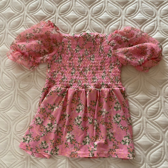 Pink floral babydoll style blouse. Coquette spring top - Picture 4 of 4